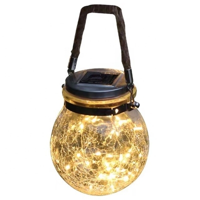 3.7V Garden Hanging Solar Light Outdoor 7 Warna Bola Kaca Retak