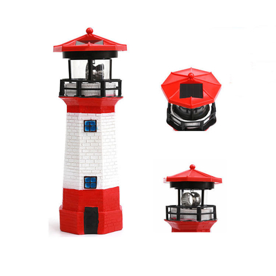 RoHS Solar Gift Light LED Resin Solar Lighthouse Dengan Rotating Beacon