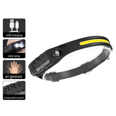 Induksi Headlamp COB LED Head Lamp dengan Senter Baterai Built-in USB Rechargeable Head Lamp Mode Pencahayaan