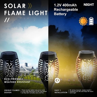 12LED 33LED Solar Flame Senter Luar Berkedip Lampu LED Surya Tahan Air