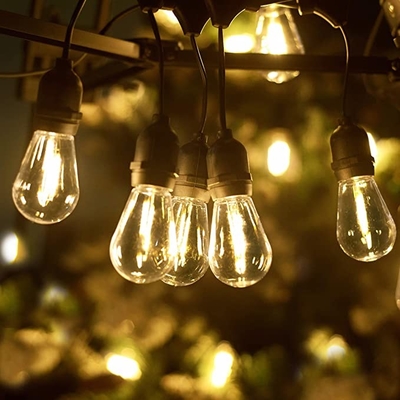 Lampu String Luar Ruangan LED Dengan Lampu Taman Gantung Halaman Belakang Pecah