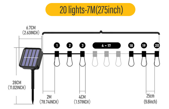 Lampu String Luar Ruangan LED Dengan Lampu Taman Gantung Halaman Belakang Pecah