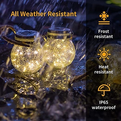 3.7V Garden Hanging Solar Light Outdoor 7 Warna Bola Kaca Retak