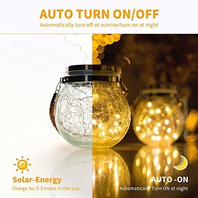 3.7V Garden Hanging Solar Light Outdoor 7 Warna Bola Kaca Retak