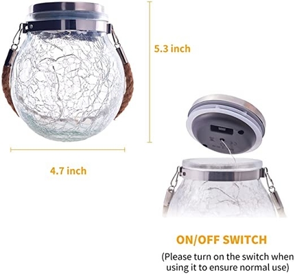 3.7V Garden Hanging Solar Light Outdoor 7 Warna Bola Kaca Retak