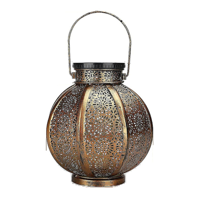 3500K Besar Luar Lentera Surya Logam Retro Menggantung Lampu Tenaga Surya
