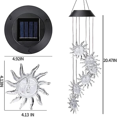 Wind Chime 2700K Solar LED Lampu Taman Lampu Hias Bentuk Matahari