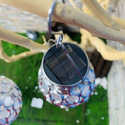 Lampu taman surya bola gantung dekoratif berongga baru yang dipimpin bola kaca ringan