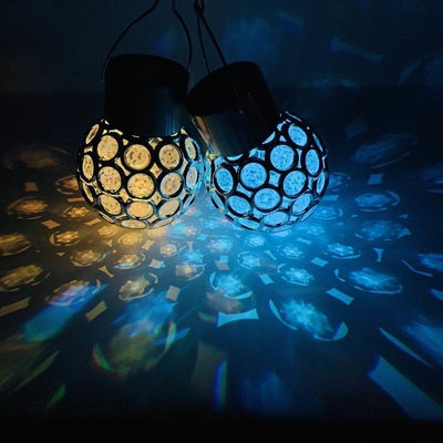 Lampu taman surya bola gantung dekoratif berongga baru yang dipimpin bola kaca ringan