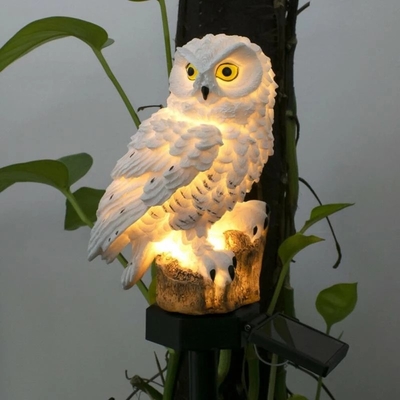 Taman Tenaga Surya Tahan Air LED Owl Animal Lawn Ornament Natal Unik
