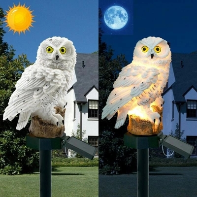 Taman Tenaga Surya Tahan Air LED Owl Animal Lawn Ornament Natal Unik