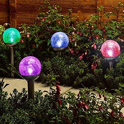 Bola Kaca Anti Retak Lampu Taman LED Surya Lampu Kriket Jalan 5V