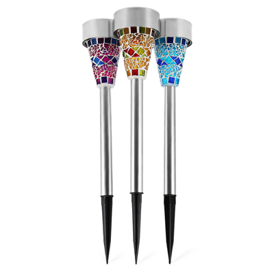 2V 40mAh Stainless Steel Mosaik Lampu Taman Surya Kaca Patri