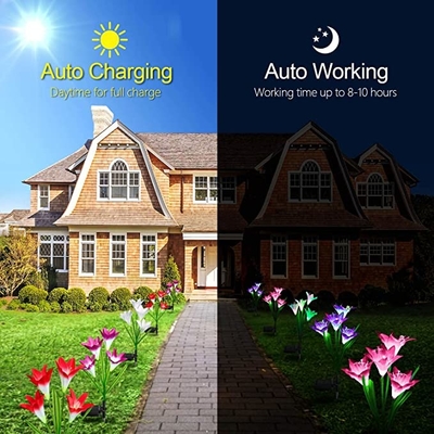 RoHS Outdoor Solar Courtyard Light Waterproof Lily Lawn / Lampu Dekorasi Pernikahan 2700K