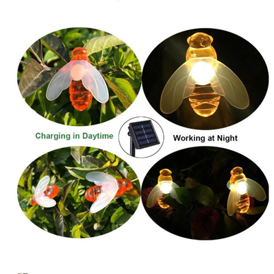 Lampu String LED Tenaga Surya Luar Ruangan Lampu Peri Surya Lebah 5M / 9M