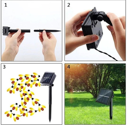 Lampu String LED Tenaga Surya Luar Ruangan Lampu Peri Surya Lebah 5M / 9M