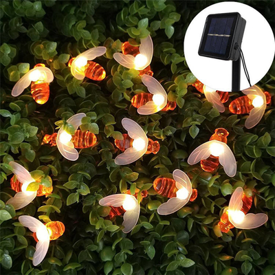 Lampu String LED Tenaga Surya Luar Ruangan Lampu Peri Surya Lebah 5M / 9M
