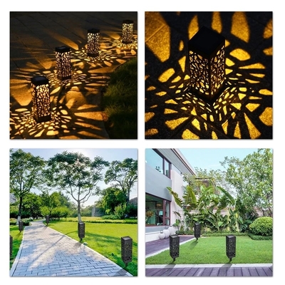 IP65 Lampu Taman LED Surya Dekoratif Tahan Lama Halaman Halaman Berongga Cahaya Jalan 1.2v 6000K