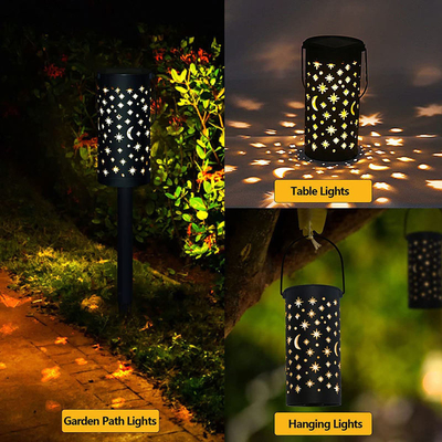 Lampu Taman LED Surya Dekoratif Tahan Air Cahaya Bintang Bulan Berongga 6000K
