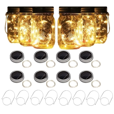 2700K LED Solar Powered Fairy Lights Untuk Tutup Mason Jar Masukkan Warna Berubah Luar Ruangan
