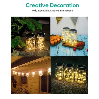 2700K LED Solar Powered Fairy Lights Untuk Tutup Mason Jar Masukkan Warna Berubah Luar Ruangan