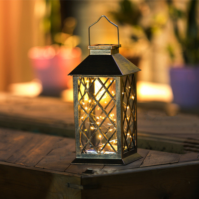 Taman LED Solar Powered Outdoor Lanterns Kawat Tembaga String Waterproof Outdoor Pendant Light