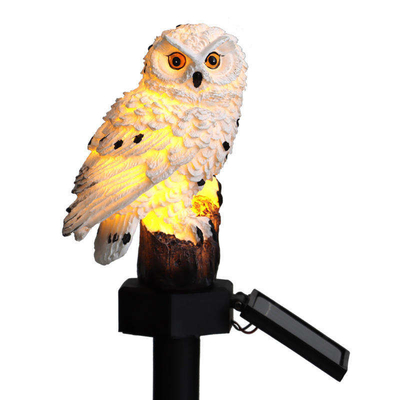 Lampu Surya Plastik Putih Hangat Kerajinan Lampu Rumput Lampu Taman Burung Hantu 2700K IP55