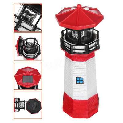 Dekorasi Lighthouse Induksi Cerdas Outdoor Solar Light Dengan Rotating Light