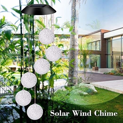 CE Taman Dekoratif Luar Ruangan Lampu Hadiah Surya Bola Surya Lonceng Angin