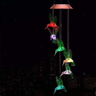 LED Multi Warna RGB Solar Hadiah Cahaya Hummingbird Lonceng Angin Dekorasi Liburan