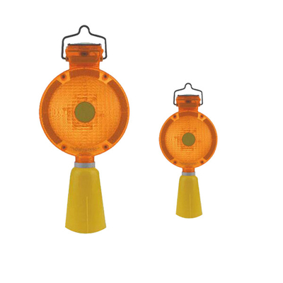 Merah Kuning Tahan Air Bulat Lampu Peringatan Lalu Lintas Surya Lampu LED Barikade