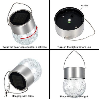 IP65 Solar Crackle Light Dekorasi Bola Kaca Lampu Tahan Air