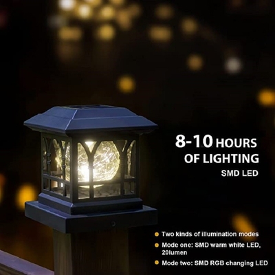 Courtyard Solar Powered Pillar Light Lampu Jalan Dekoratif 3w
