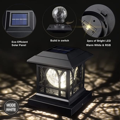 Courtyard Solar Powered Pillar Light Lampu Jalan Dekoratif 3w