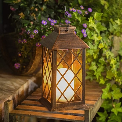 Lentera Gantung Lampu Taman LED Tenaga Surya 3500K Dengan Kedipan Lilin