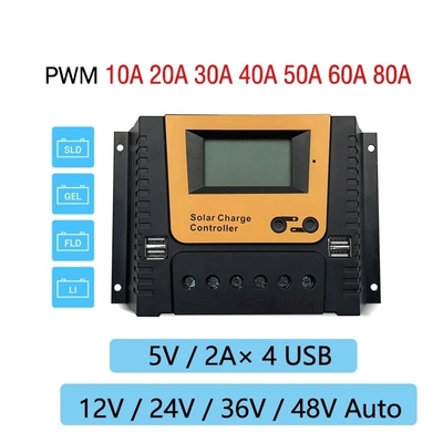 PWM Solar Charge Panel Kontrol Regulator 10A 20A 30A 40A 12V 24V 36V 48V