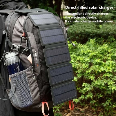 Panel Surya Lipat 10W 5V 2.1A Perangkat Output USB Untuk Smartphone