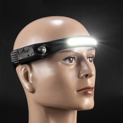 Induksi Headlamp COB LED Head Lamp dengan Senter Baterai Built-in USB Rechargeable Head Lamp Mode Pencahayaan