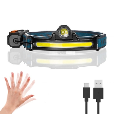Headlamp Induksi Isi Ulang USB Zoom COB LED Head Lamp Built in Senter Baterai Multifungsi 6 Mode Obor Kepala